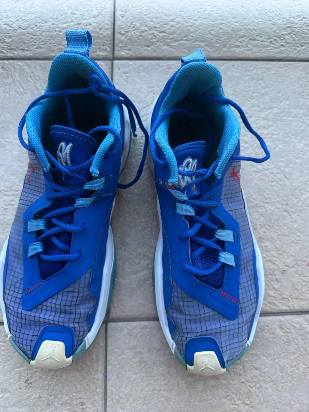 Jordan Blue and Light Blue Basketball Sneakers